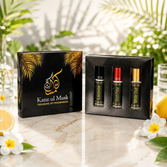 Summer Deal - Pack of 3 Attars 6ml | Gucci Flora, White Oud & Lacoste